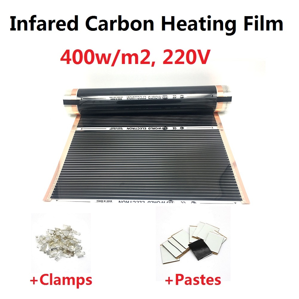 MINCO WÄRME Infared Fußbodenheizung Film 400 w/m2 Warmen Boden matt mit Klemmen und Pasten