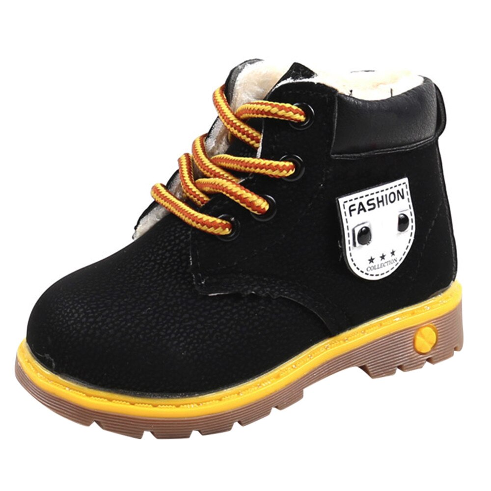 Børn støvler sko småbørn baby piger drenge vinter sne støvler sko børn varme sneaker sne støvler børn børn baby sko: Sort / 30