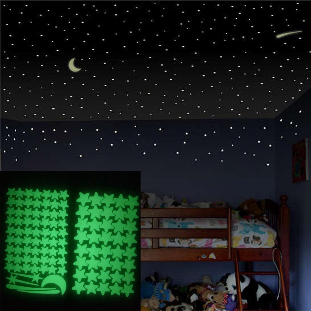 25 #100Pcs Glow Stickers Lichtgevende Stickers Glow In The Dark Sterren Sticker Decals Kinderen Kamers Kleurrijke Fluorescent Glow stickers: A