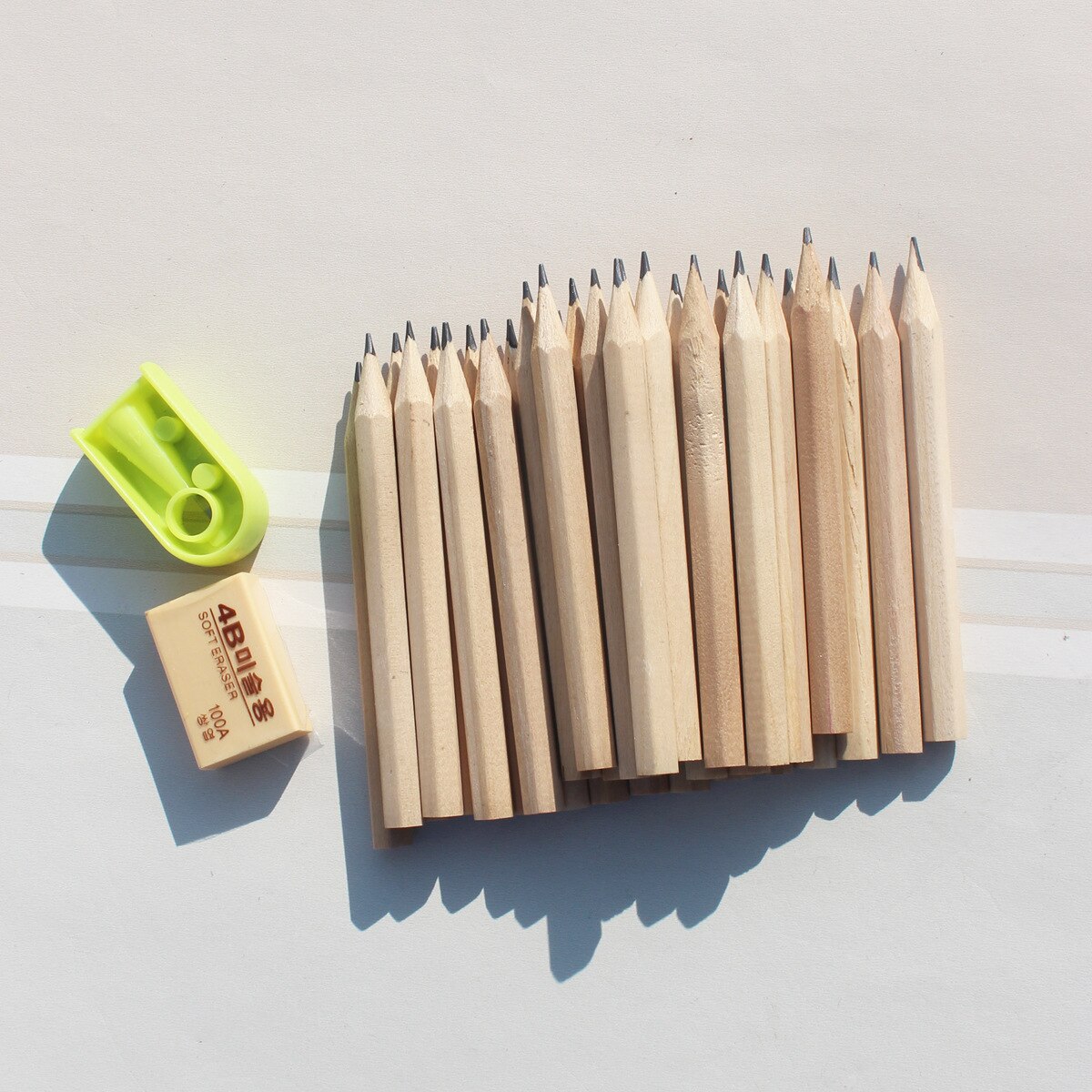 3.5 ''8.8Cm Korte Hout Potlood Terug Naar School Schrijven Briefpapier Pennen Schetsen Potloden Met Scherpere Gum Set