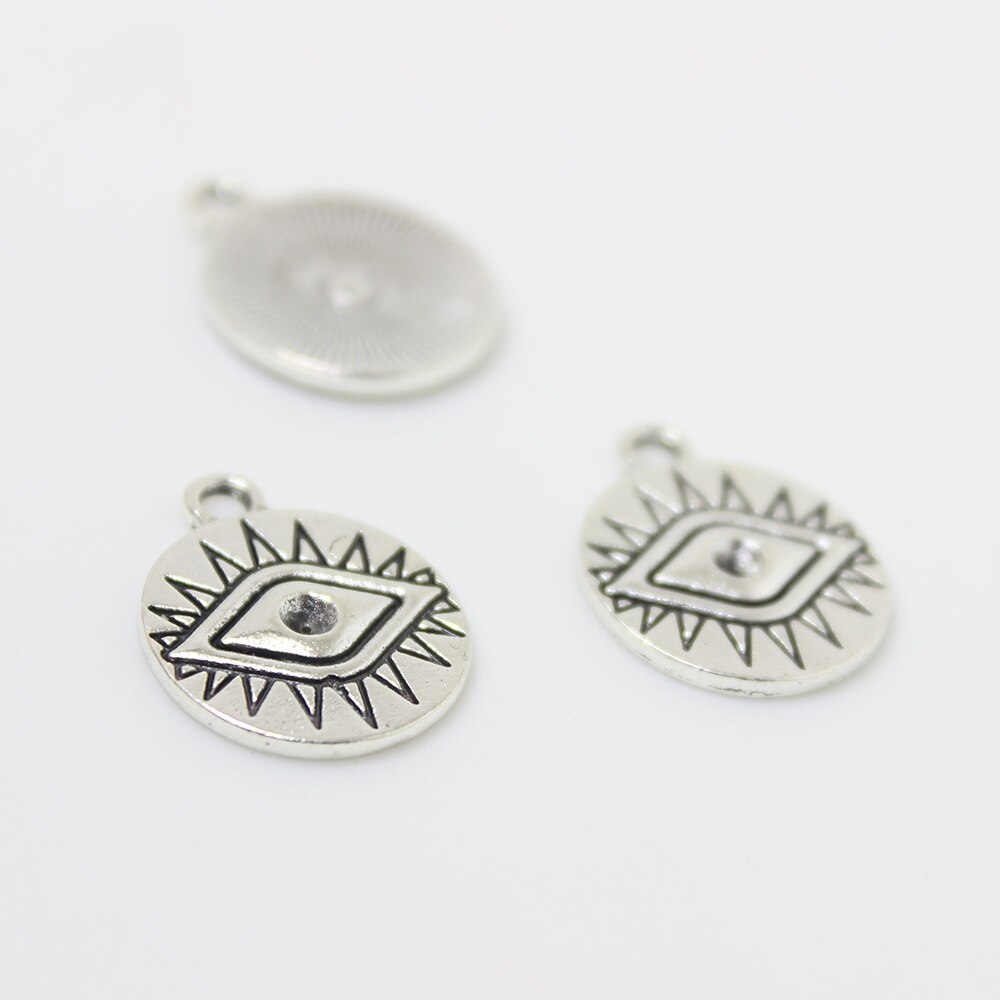 Yamliy 25Pcs/16Mm Eye Coin Zinklegering Charms Eye Charms Hangers Ketting, oorbel Armband Sieraden Diy Maken