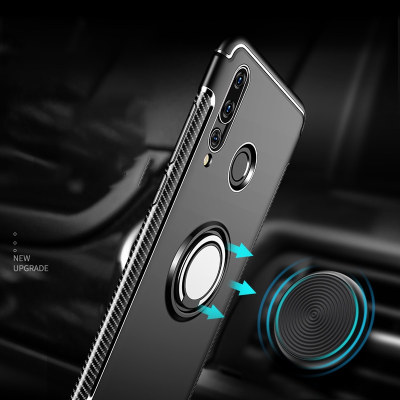 Voor Huawei Honor 10 Lite 10i Honor10 ik View V10 V 10 Case Metal Ring Auto Heavy Duty PC + siliconen TPU Siliconen Houder Stand Case