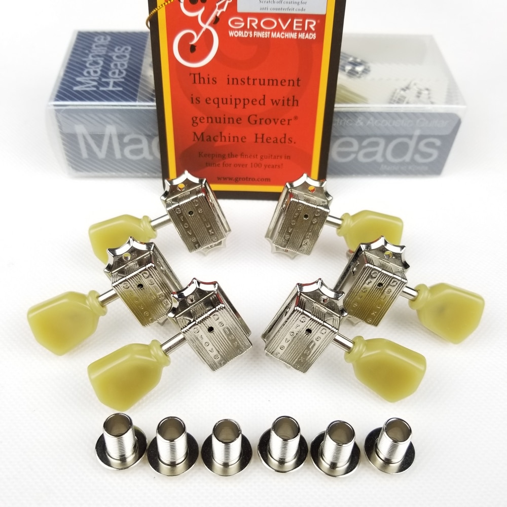 Echt Grover Stemsleutels Deluxe Vintage Stijl Gitaar Machine Heads Tuners Voor 10 Mm Lespaul Gitaar Chroom Zilver Gemaakt In china