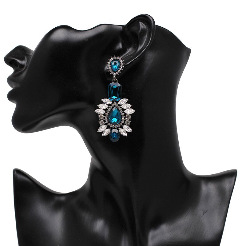 2022 Rhinestone Dangle Earrings High Green Blue Pendant Crystal Earrings Xmas Jewelry For Women