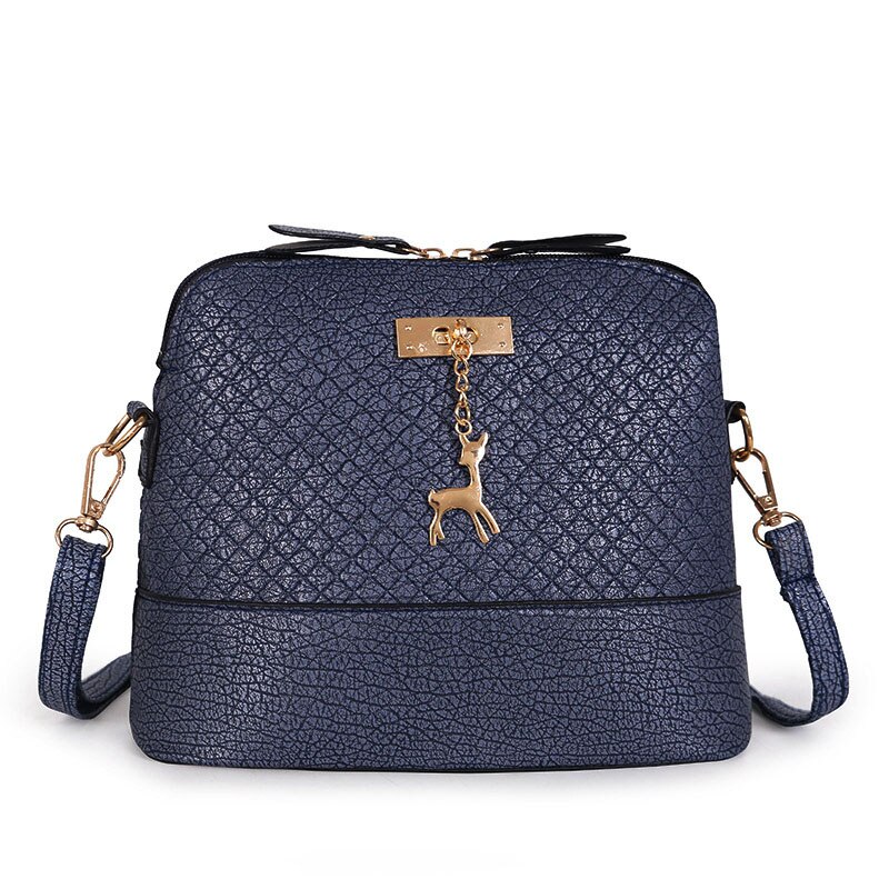 Laamei Vrouwen Messenger Bags Mode Lederen Mini Tas Met Herten Shell Vorm Tas Vrouwen Schouder Crossbody Handtas: navy