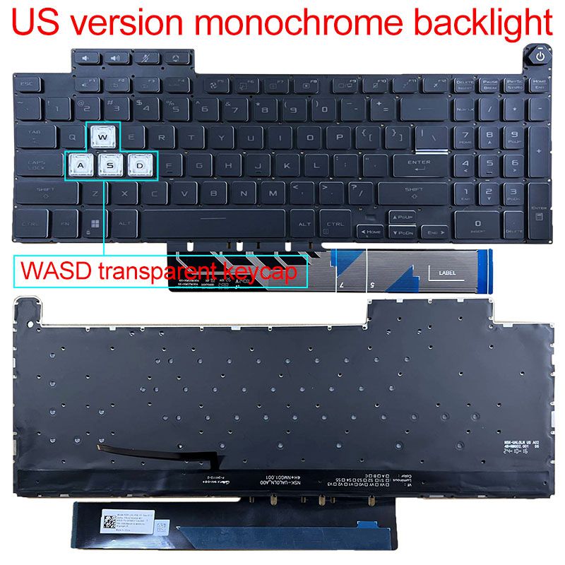 Yhdysvaltain taustavalaistu näppäimistö asus tuf gaming  f15 fx507zr fa507 fa507r fx707 fx517 ga507 -vaihtonäppäimistöille 6913 us 00 v210846 ds 1: Oranssi