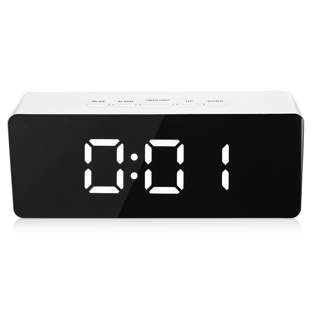 digital clocks table watch led Mirror electronic desk nixie clock night Temperature sounds Bedside Alarm Clock light sound: RECTANGLE