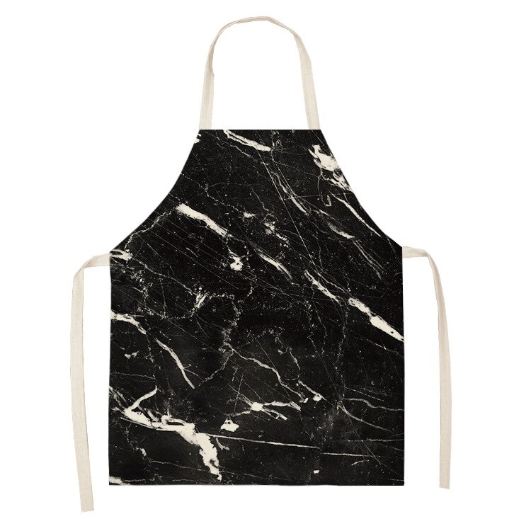 1Pcs Marmer Patroon Gedrukt Cleaning Art Schorten Thuis Koken Keuken Schort Kok Dragen Katoen Linnen Volwassen Slabbetjes 53*65Cm WQ0110: 2WQ-WQ0110-1