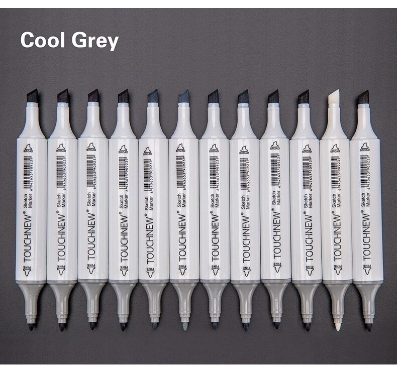 TOUCHNEW 12/24 kolory szary/skóra zestaw Sztuka markery artysta znacznik Blendable alkohol pisak robić szkicowania dla portretu ilustracja rysunek: 12 Cool szary zestaw