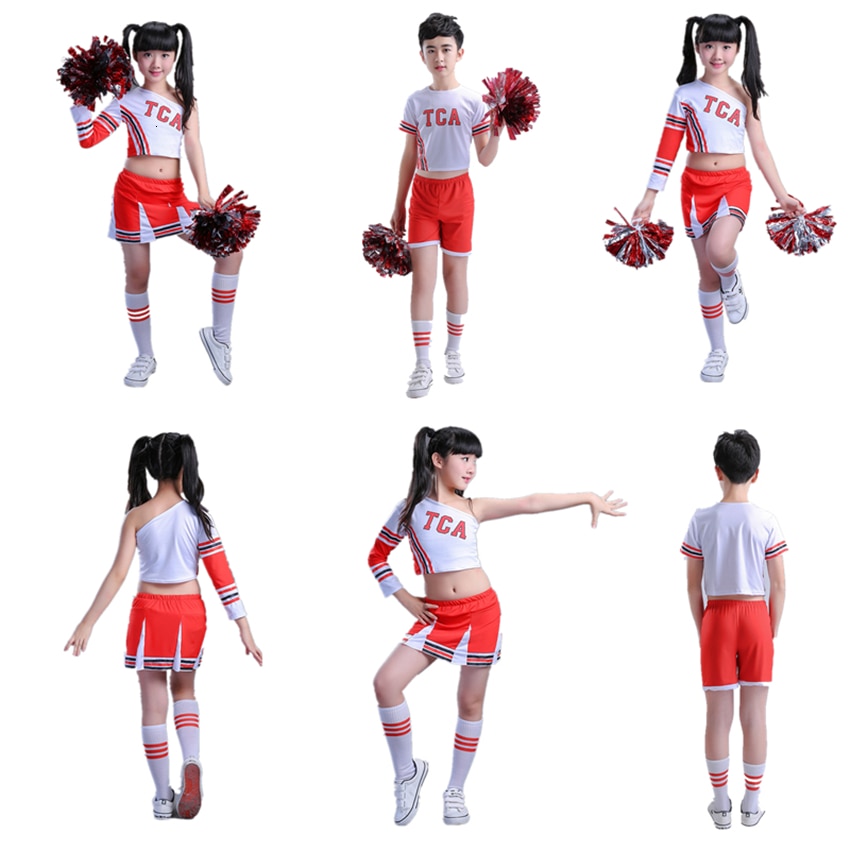 Cheerleader kostumer til børn sportsspil gymnastisk hold cheerleading dans kjole skoleuniform piger bære nederdel sæt