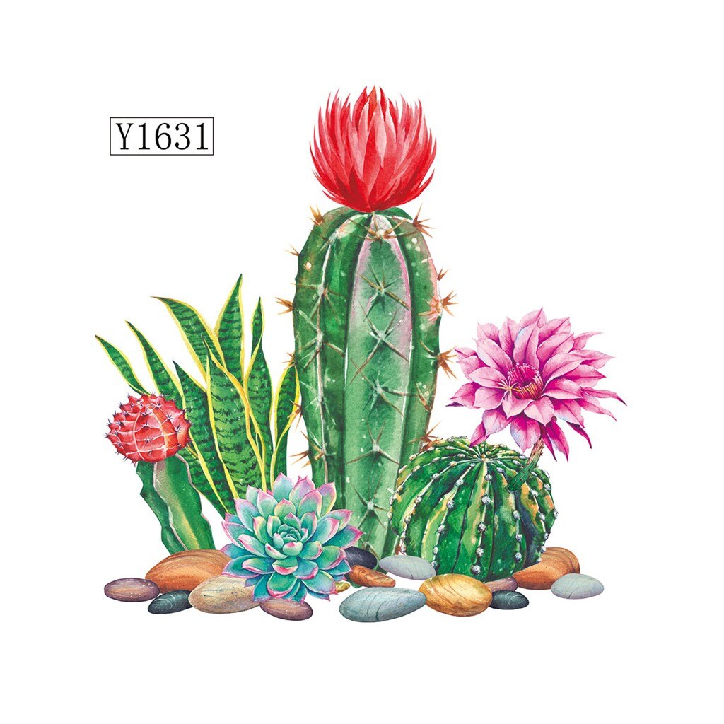 Groene Plant Cactus Bloem Creatieve Muursticker Mobiele Creatieve Muur Aangebracht Met Decoratieve Muur Raamdecoratie