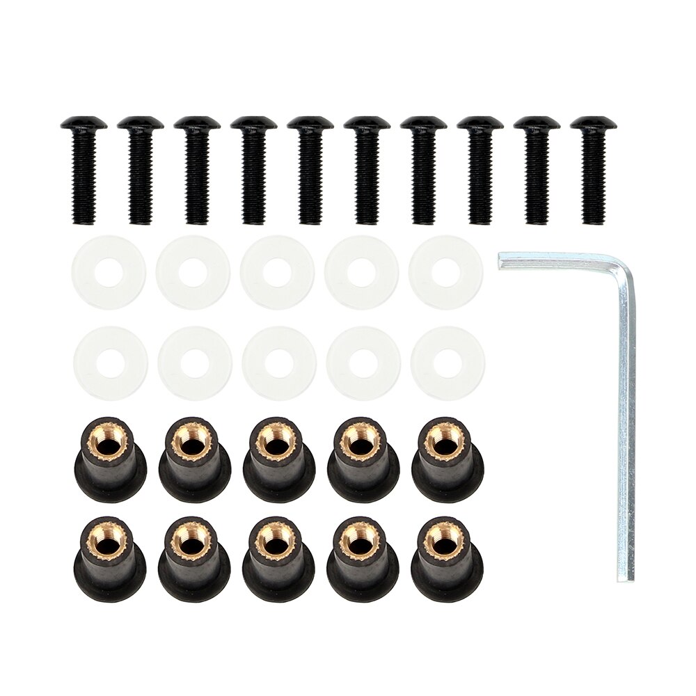 Leepee 10 stk / sett frontrute bolt skive skrue fairing skjerm fester 5 x 15mm motorsykkel frontrute fasterner sett: Svart