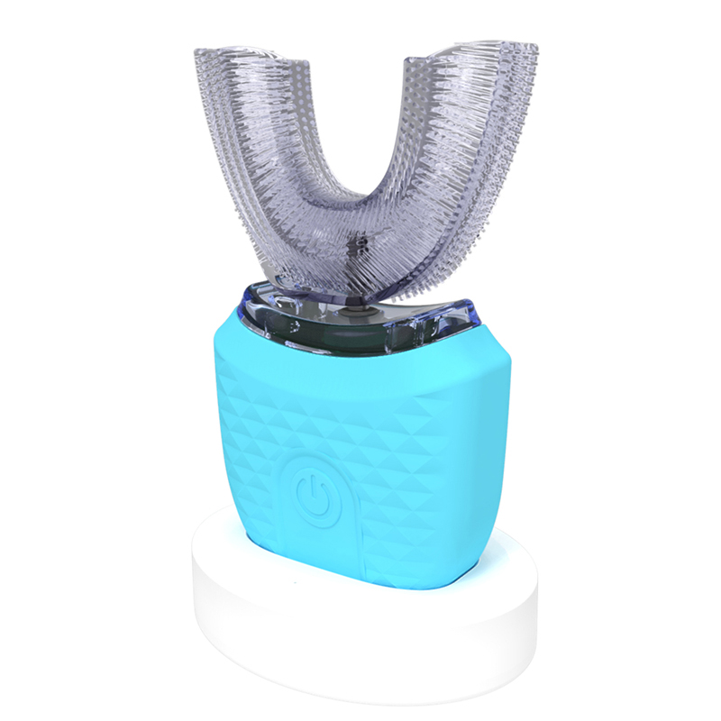 Toothbrush Teeth Whitening U Shape Type Toothbrush 360 Degree Silicone Automatic Electric Soft Toothbrush: Blue