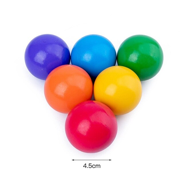 Baby Wooden Rainbow Blocks Toy Buliding Balance Game Stacker Montessori Educational Toys Wooden Gym Play Large Size Rainbow Toys: 6pc Ball