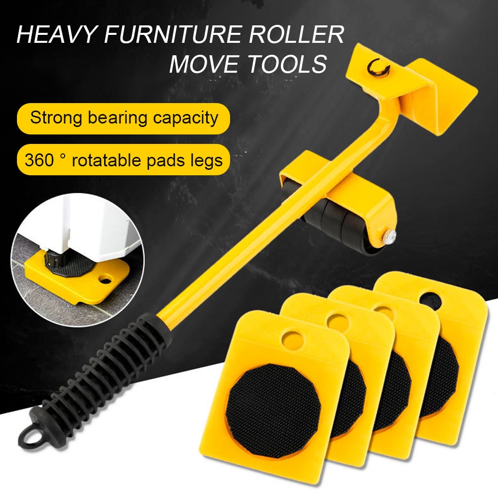 Heavy Roller Move Tool Set Wheel Bar Mover Sliders Transporter Kit Trolley for 100Kg/220Lbs Heavy Furniture Roller