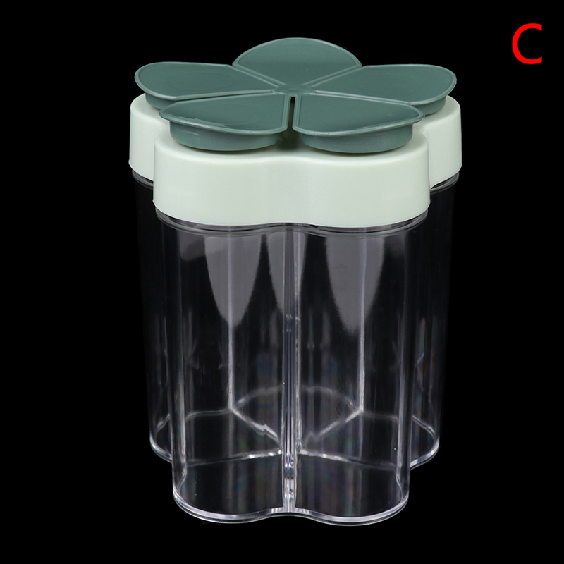 5 In 1 Plastic Zout En Peper Shaker Transparante Spice Dispenser 4 Compartiment Camping Kruiden Pot Met Deksels Voor Koken bbq: C