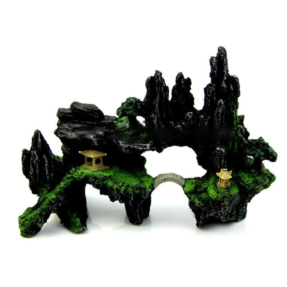 Große Größe Harz Steingarten Stein Aquarium Landschafts Aquarium Ornament Dekoration Steingarten Berg versteckt Höhle Haustier Liefert