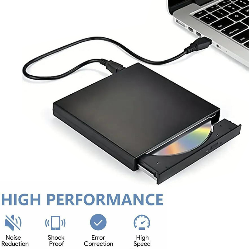 Unidade Externa de CD DVD USB 2.0 Slim, Unidade Externa CD-RW Protetora, Gravador de DVD-ROM, Unidade Óptica para Laptops e Computadores