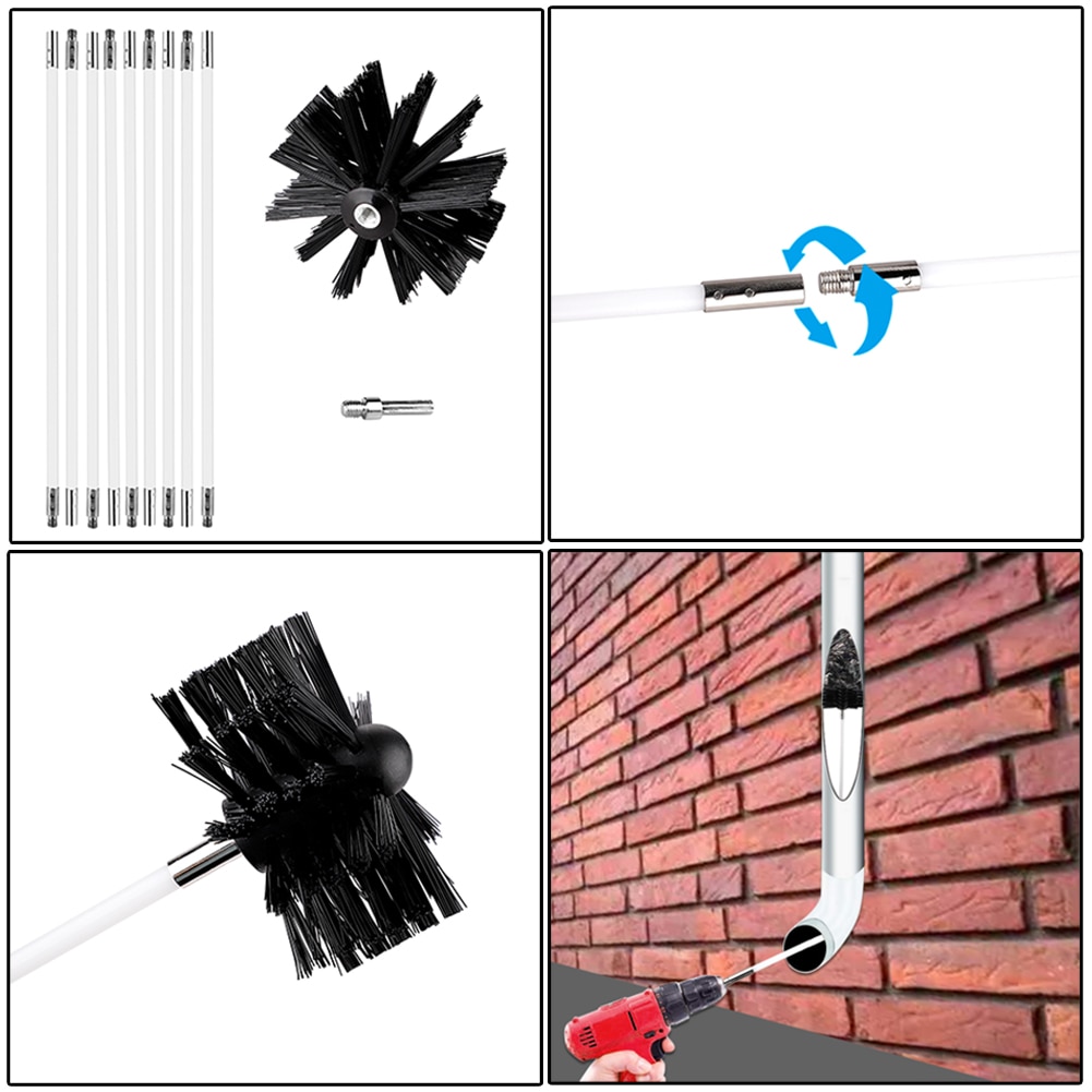 Dryer Duct Vent Cleaning Brush Kit Lint Remover Cleaning Tool Set For Chimney Kettle House CleanerCleaning Eco-Friendly Tool Kit