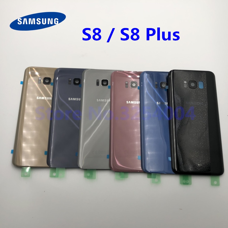 Cubierta de cristal de batería S8 para Samsung Galaxy S8 G950 G950F SM-G950F S8 Plus G955F puerta trasera + piezas de repuesto de lente de cámara