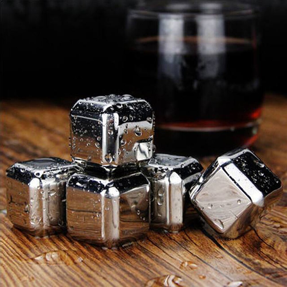 Reusable Stainless Steel Stones for Whiskey Stone Cubes for Wine Beer Juice Champagne Gadgets Vodka Ice Cube Kitchen Accessories