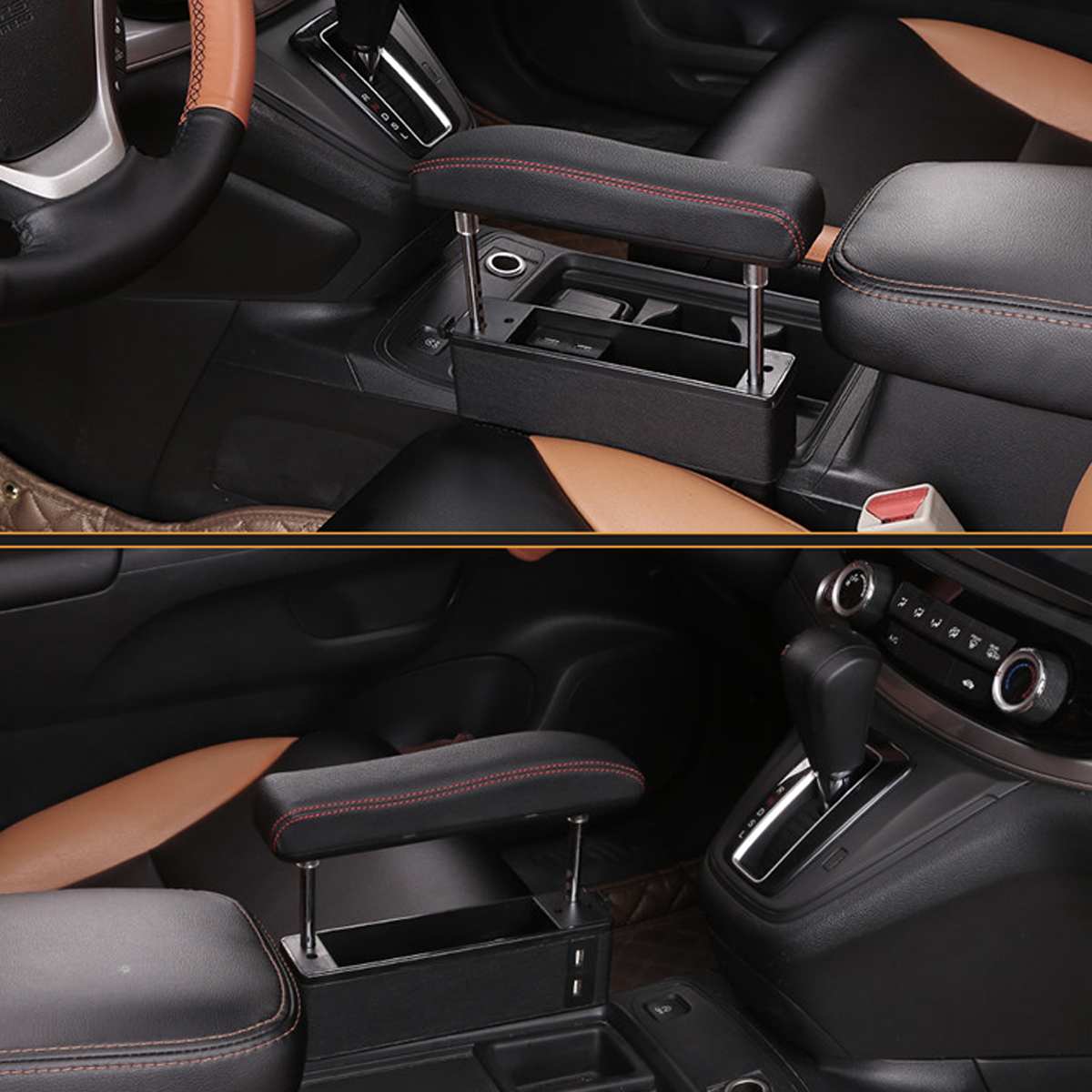 Universal Car Armrest Box Elbow Support Adjustable Center Console Handrest Rail Auto Seat Gap Organizer Arm Rest Box