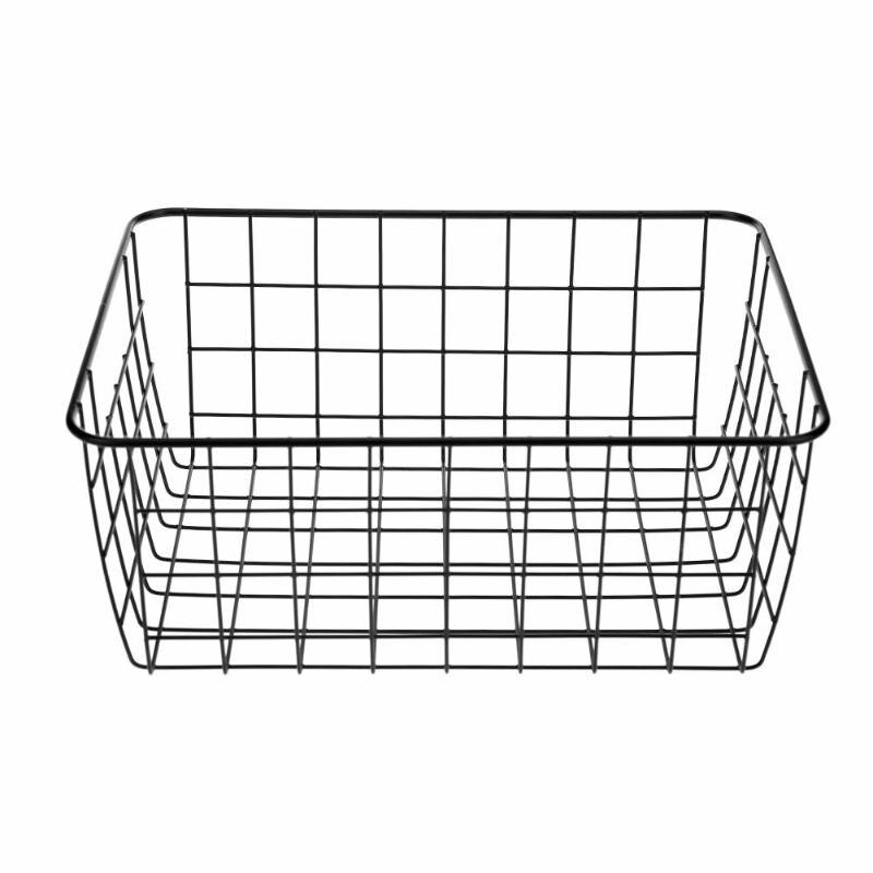jern Kunst rutenett oppbevaringskurv husholdning stasjonær metall arrangør holder stasjonære bokstøtter lagringsstativer hjem rangement container: Svart