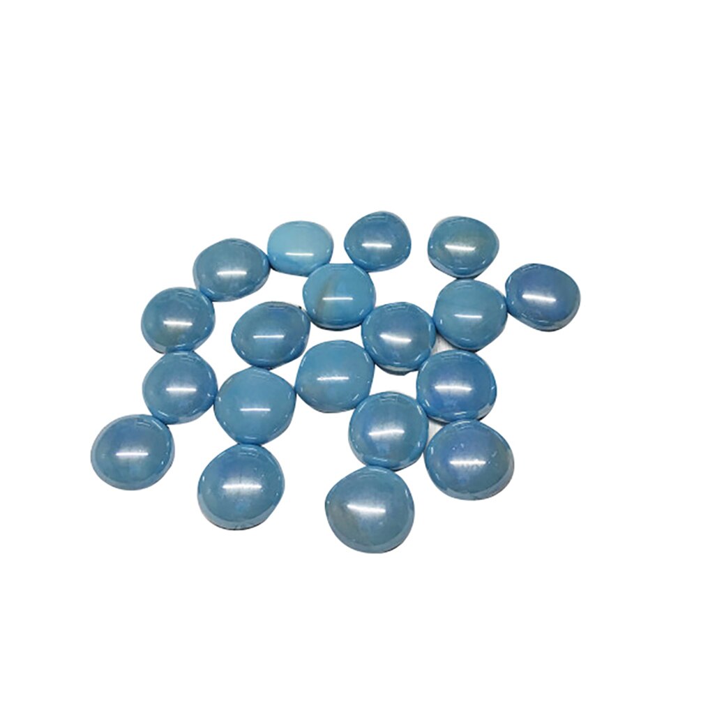 100g Clear Glass Mosaic Tiles Round Flat Beads for Arts Craft Decorative Glass Stones for Mosaic Making: Lake Blue