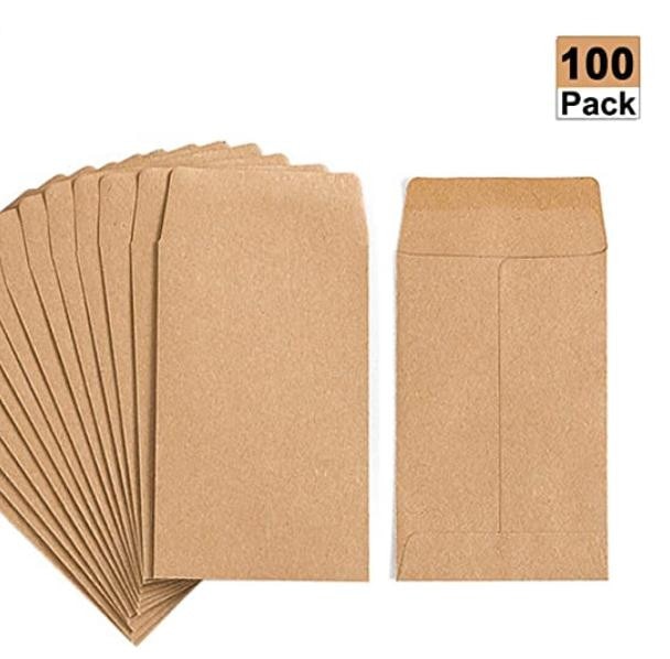 Neue 100 Pack Kraft Kleine Münze Umschläge Selbst-Adhesive Kraft Samen Umschläge Mini Nachricht Karte Brief Stationäre Lagerung Papier