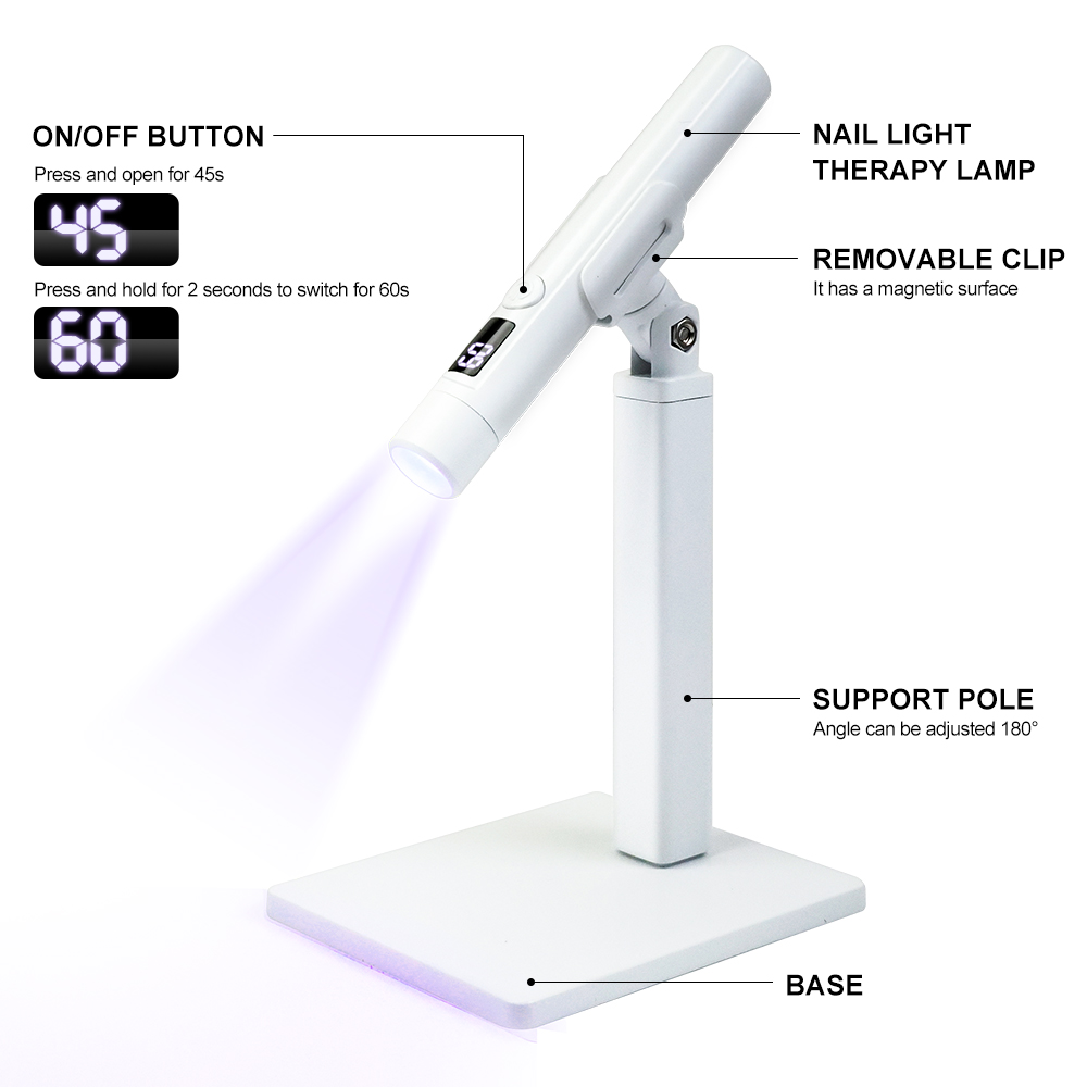 Professioneel nagel UV LED-lamp bureau met display Oplaadbare draagbare mini-nageldrogerstandaard UV-lamp voor nagelkunst Verwijderbaar