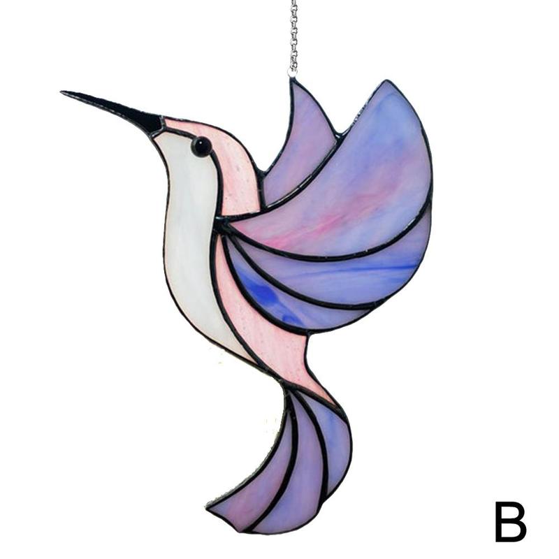 Alloy Ukrainian Stained Glass Hummingbird Collection Light Pendant Chakra Chandeliers Suncatcher Garden Ornament Crystal B5f3: Purple