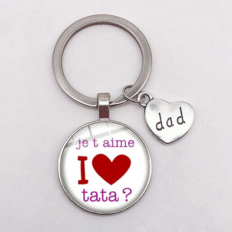 Jeg elsker pappa nøkkelring pappa er en superhelt anheng glass nøkkelring farsdag beste: Elfenben