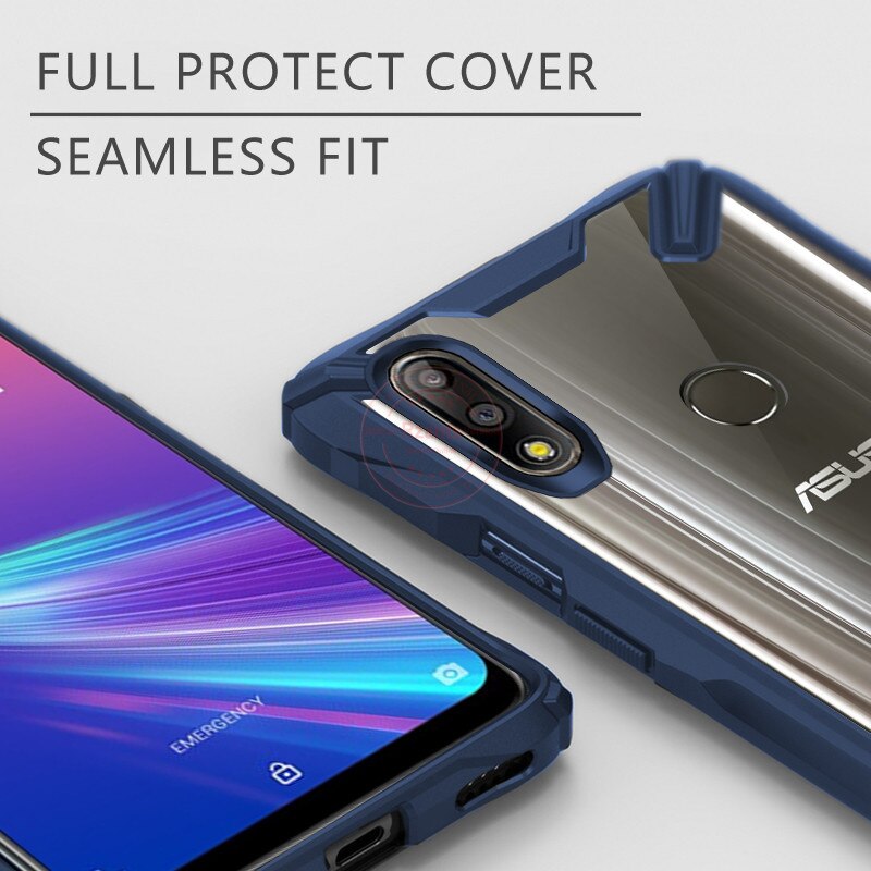 Acrilico trasparente PC + TPU anti-bussare Armatura per Il Caso di Asus Zenfone Max pro (M2) ZB631KL X01BDA Militare airbag anti-caduta Della Copertura