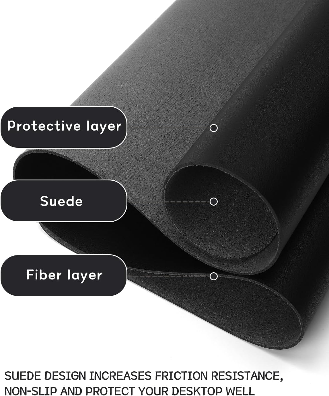 XXL Office Desk Pad Mat PVC Leather Waterproof Mouse Pad Desktop Keyboard Desk Pad Ultra Thin Large Desk Blotter: 26x21 cm  / black