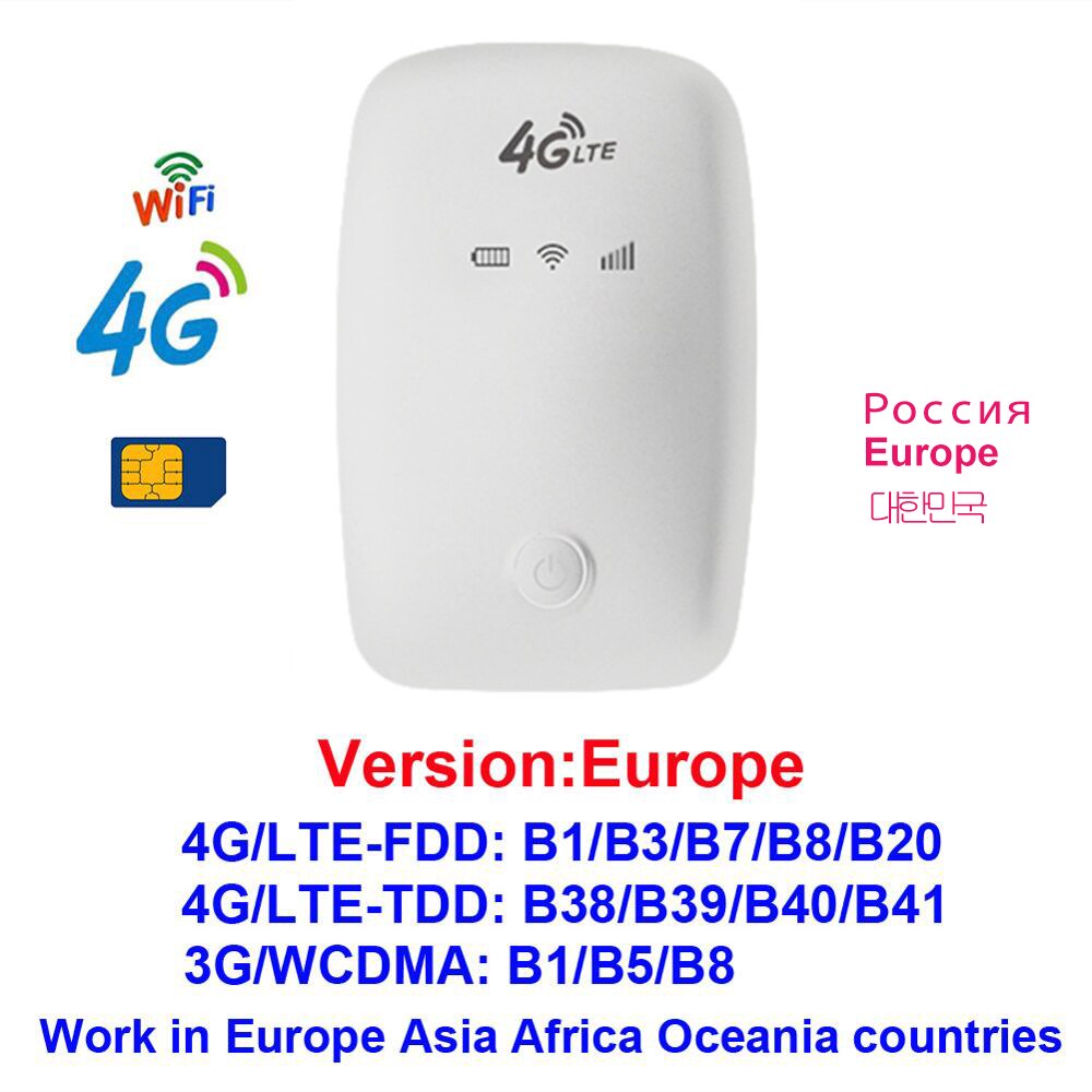 MF925-Router Wifi 3G 4G desbloqueado, Mini punto de acceso móvil Mifi de 150Mbps, módem portátil Usb para coche, enrutador 4g LTE, Tarjeta SIM 4G: 8916 Europe White
