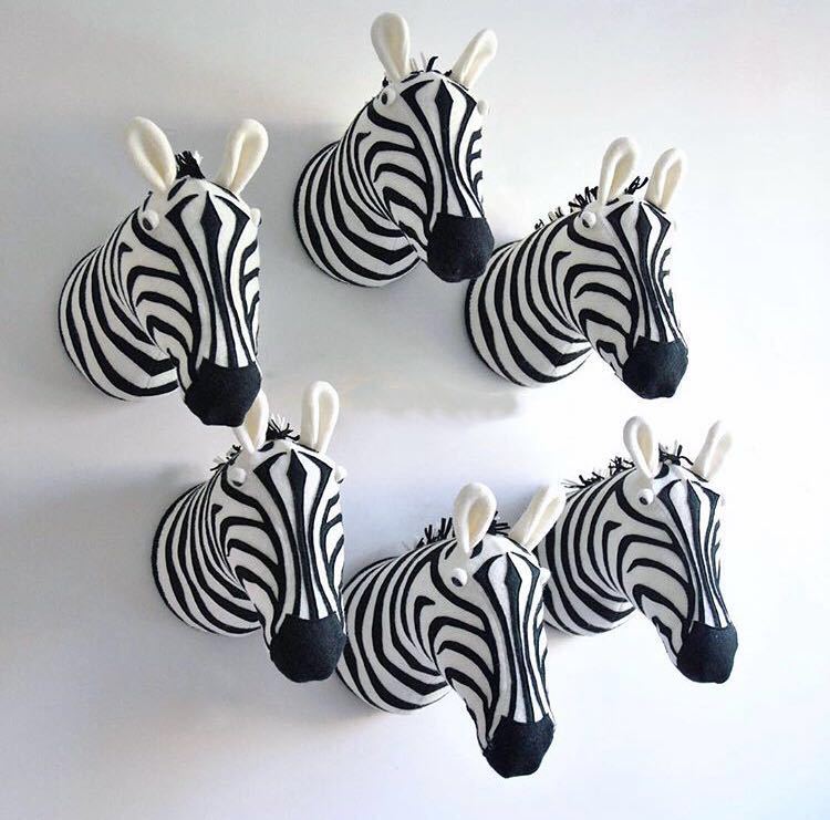 Zèbre/éléphant/girafe 3D Animal tête montage mural enfants jouets en peluche enfants chambre mur décoration de la maison accessoires d'anniversaire: Zebra
