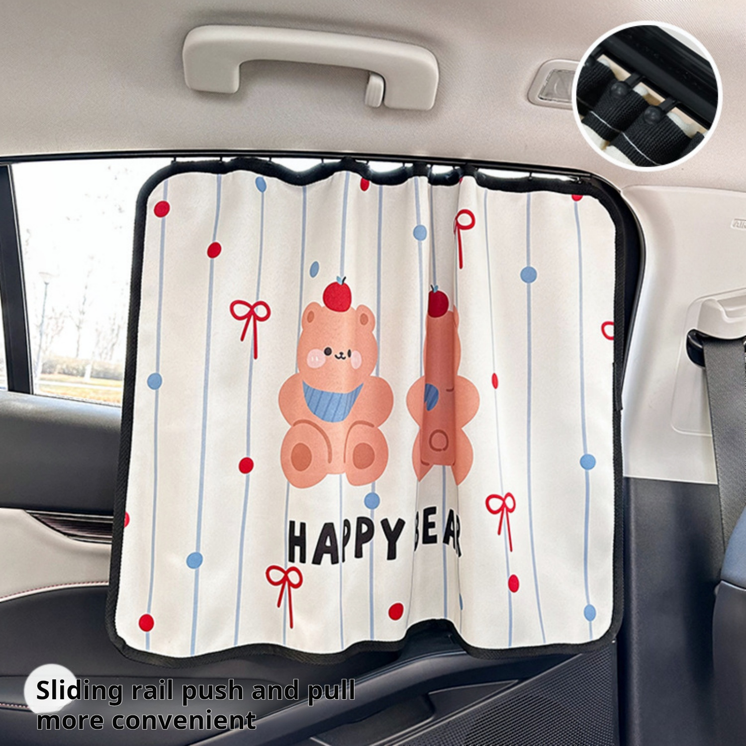 Car sunshade Summer cute cartoon sunscreen heat insulation car curtain track car sunshade