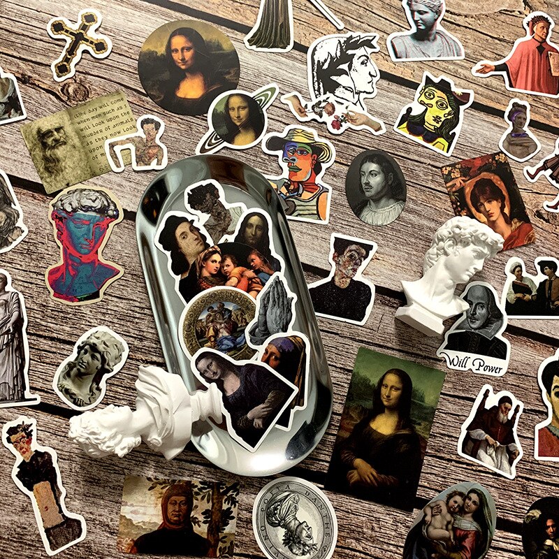 50/100pcs Renaissance artist Stickers For Car Laptop PVC Backpack Home Decal Pad Bicycle Waterproof Decal