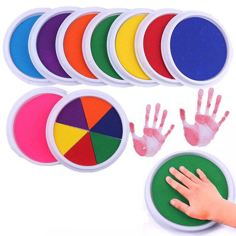 1Pcs Kindergarten Kids Palm Fingerprint Ink Pads Non-Toxic and Washable Children Fingerprint Stamp Pads Wedding Signature