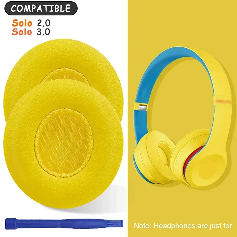 Oorkussens voor beats solo 2, solo 2 oorkussens, solo 3 koptelefoon oorkussens, oorschelpen, vervangende onderdelen 3 headset schuimrubberen kussen: Geel