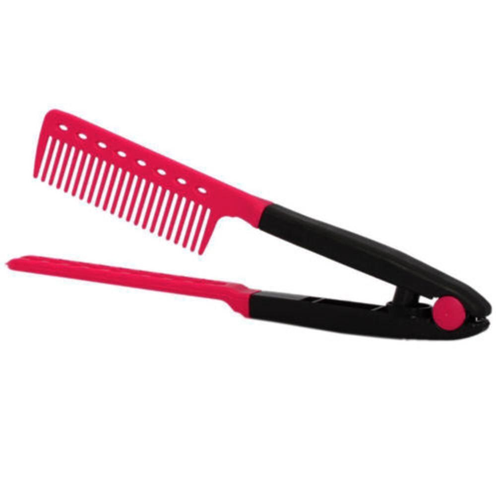 Elétrica quente pente alisador de cabelo profissional 2 em 1 modelador de cabelo barba escova pente alisamento rápido escovas de aquecimento ferramenta: V type comb / AU