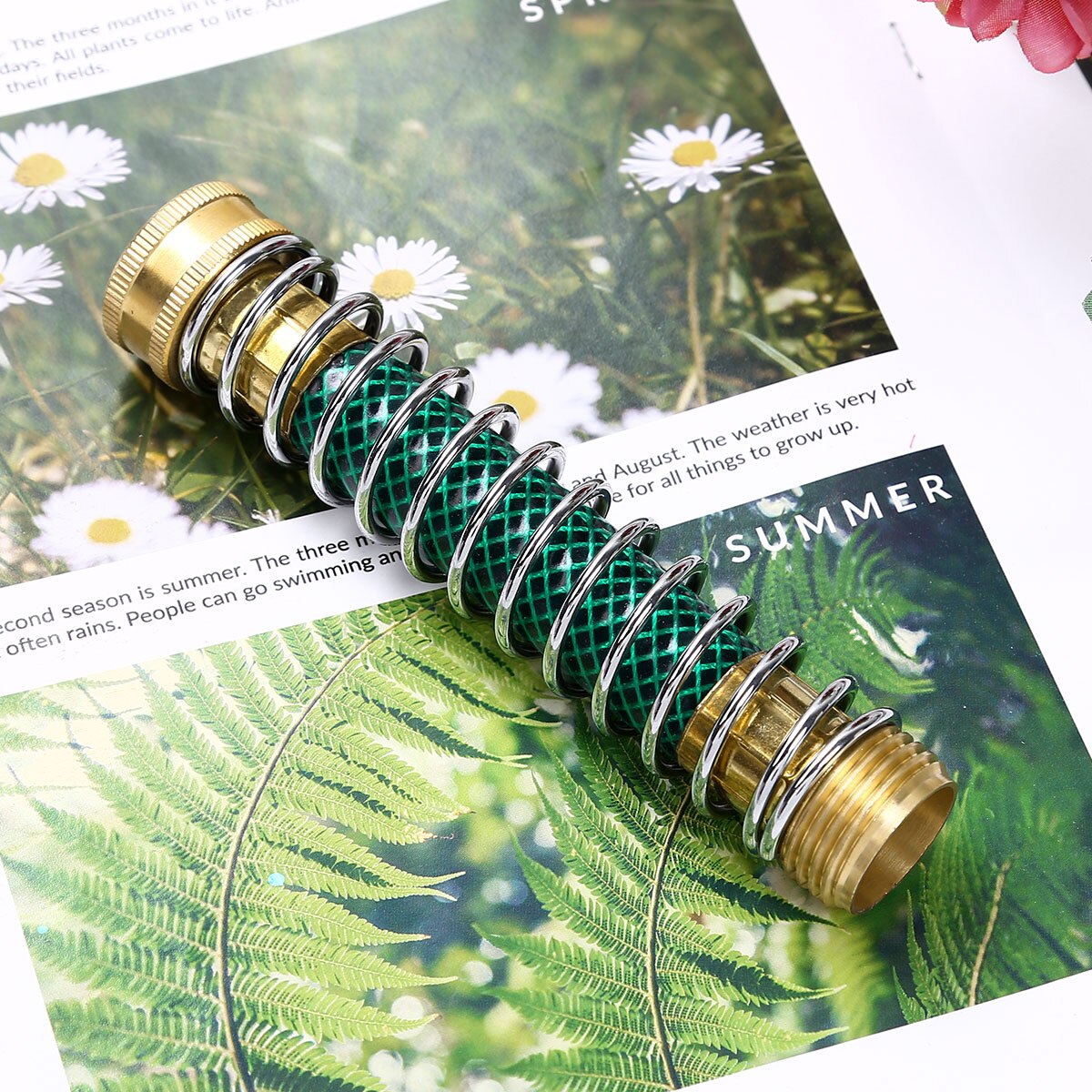 Antileak Metal Spring Guard Garden Hose Kink Protector Heavy Duty Brass Couplings Connector Watering Pipe Extension Adapter Tool