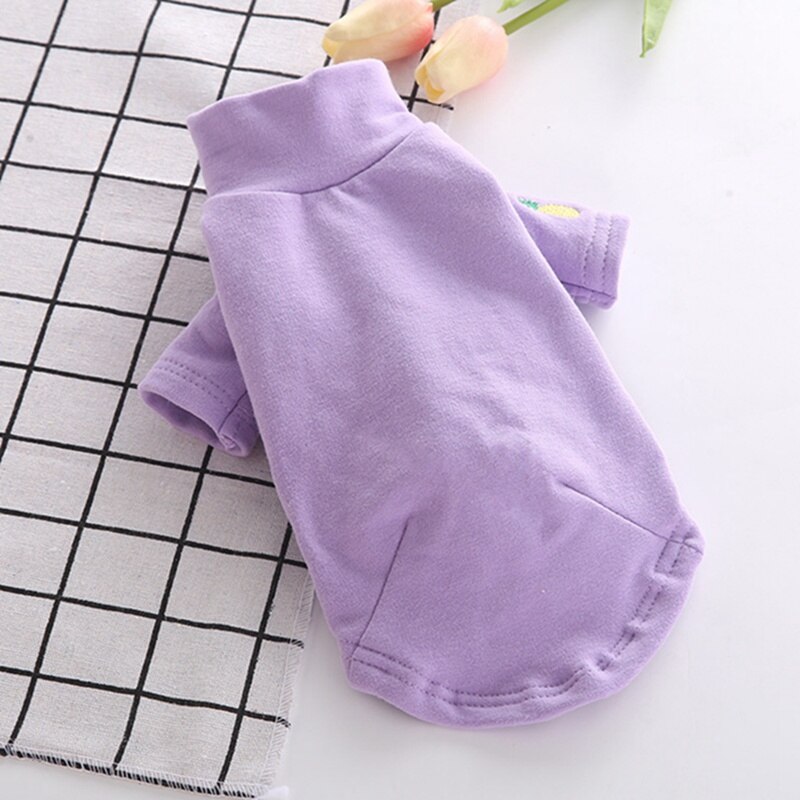 Hundkläder tjock bomullsskjorta jacka hundkläder rosa lila liten hund turtleneck tröja shj 1