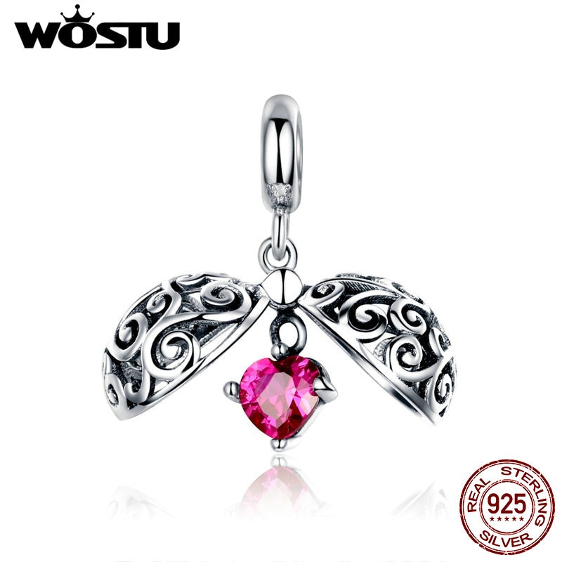 WOSTU Europäischen 925 Sterling Silber Offenen Herzen Charme Liebe Perlen passen Original Armbinde Anhänger Charme Für Schmuck Machen CQC1114