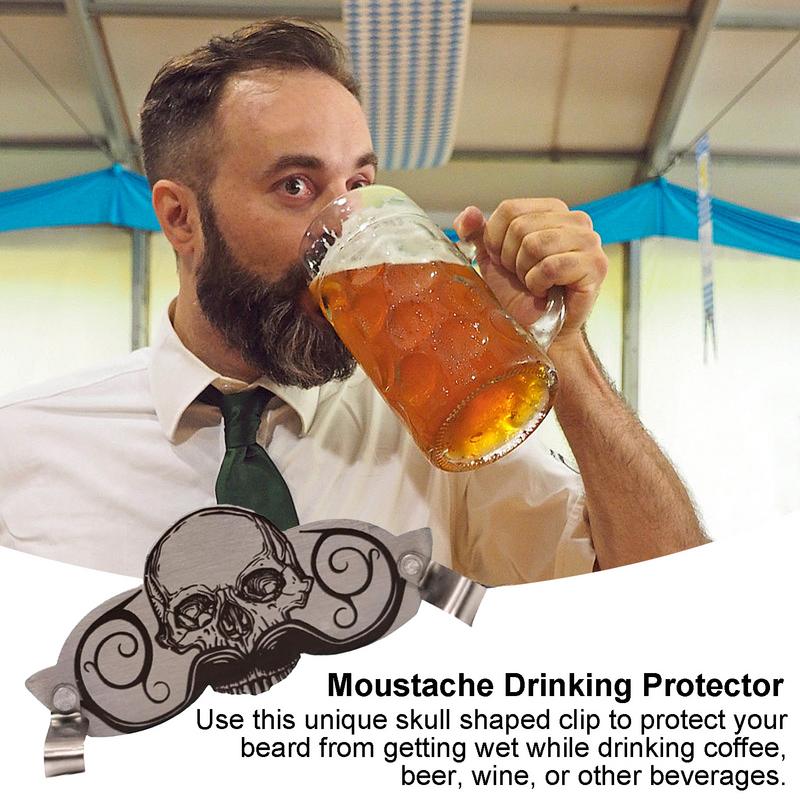 Protège-Moustache en Acier Inoxydable, de Crâne, Décoratif, Innovant, Multifonctionnel, pour Boisson