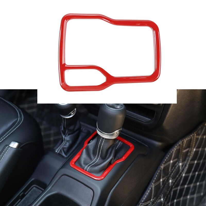 Red Gear Shift Knob Cover Trim For Jeep Cherokee 2014-2018 – ABS Plastic, Direct Fit, 1 Yr Warranty