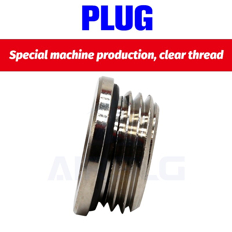10Pcs/lot M5 1/8 1/4" 3/8" 1/2" 3/4" copper inner hexagonal plug with sealing ring plug copper plug End Cap For Pneumatic