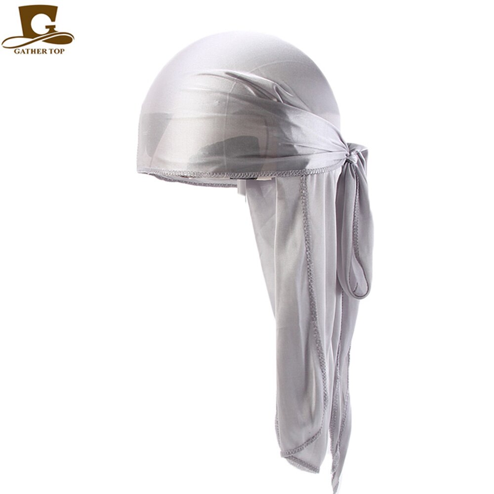 Durag Men Solid Color Silk Durags Women Breathable Turban Hair Bands 13Pcs/package: Silver