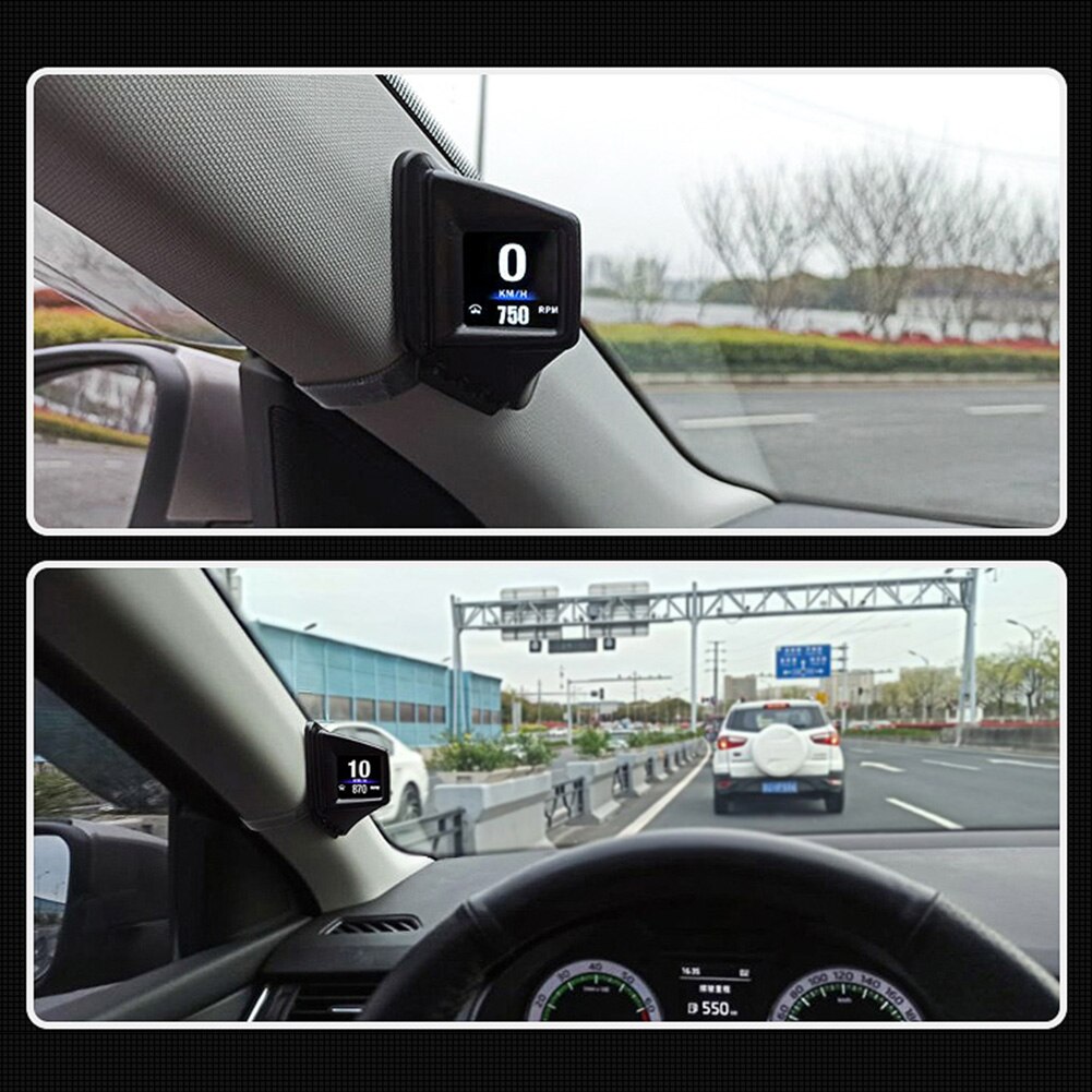 Car On-board Computer OBD 2 GPS HUD A-Pillar Trim Dashboard Speedometer Turbo Pressure Fuel Consumption Temperature Gauge