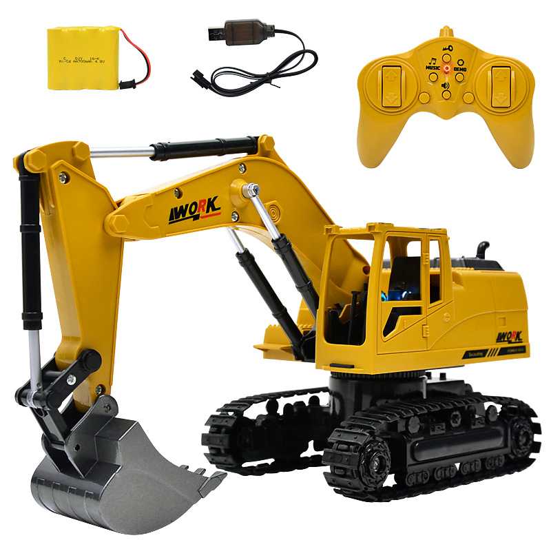 Buscador de Excavadora hidráulica Rc, de 2,4 Ghz, 8 canales 1:24, de fundición a presión, para ingeniería de coche, aleación de plástico, excavadora RTR para niños